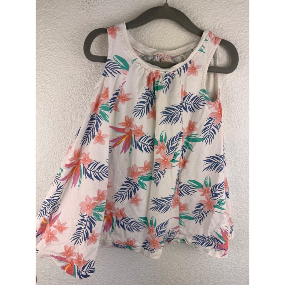 Tea Collection Kids Girls White Floral Tropical Print Sleeveless Dress Size 3